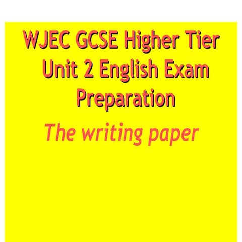 Wjec gcse exam prep higher paper unit 2 | PPT