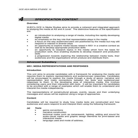 WJEC Media Studies - Specification MS1