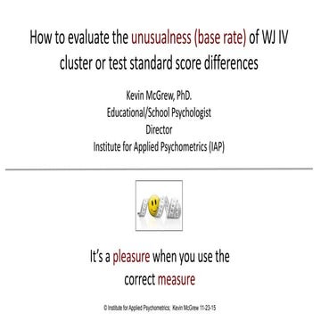 How to evaulate the unusualness (base rate) of WJ IV cluster or test score di...