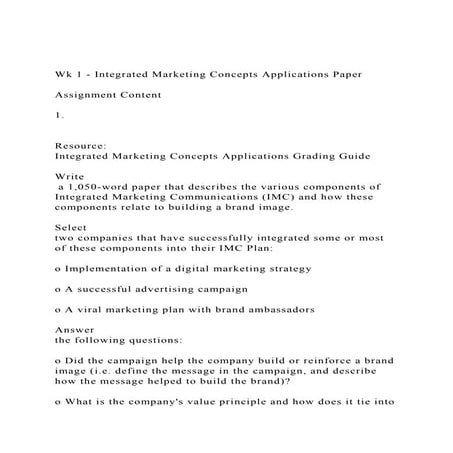Assignment ContentResource Integrated Marketing Concept docx