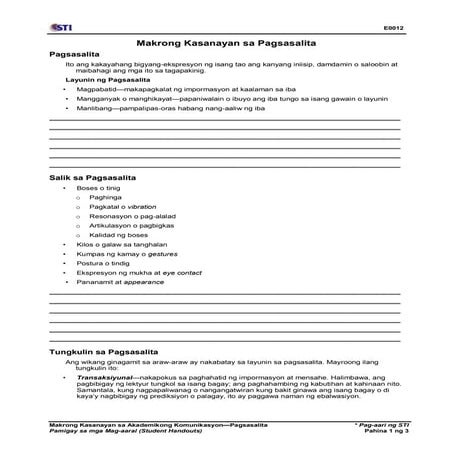 Wk 13 ses 35 37 makrong kasanayan sa pagsasalita