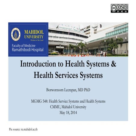 Introduction to Health Systems & Health Services Systems