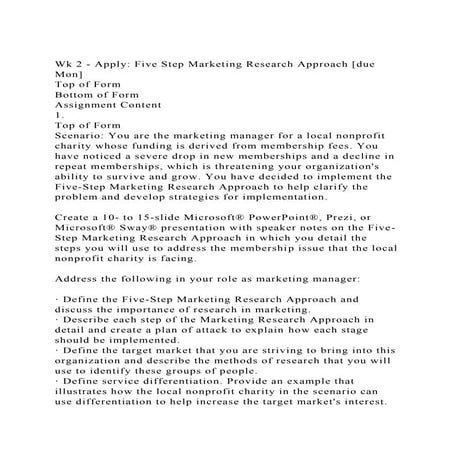 Wk 2 - Apply Five Step Marketing Research Approach [due Mon]Top.docx
