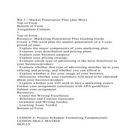Wk 3 - Market Penetration Plan [due Mon]Top of FormBottom of F.docx