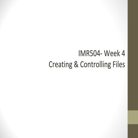 imr504 classification and filing system week 4