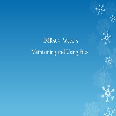 imr504 classification and filing system week 5