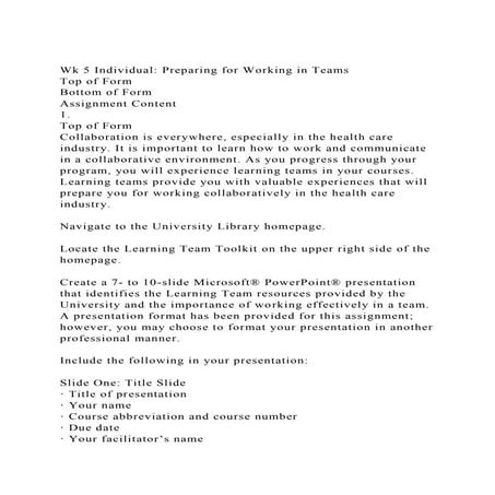 Wk 5 Individual Preparing for Working in TeamsTop of FormBott.docx