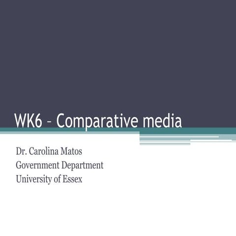 Comparing Media Systems and Political Communications
