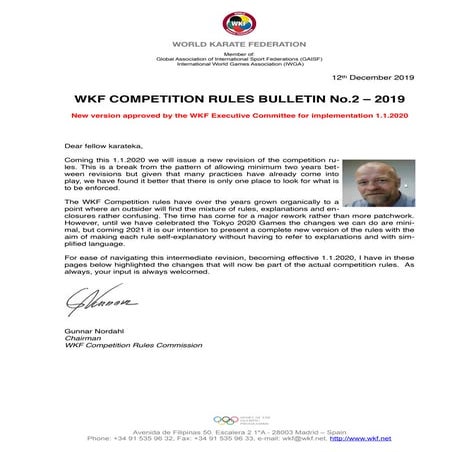 Wkf crc bulletin no.2 2020 wkf competition rules en | PDF