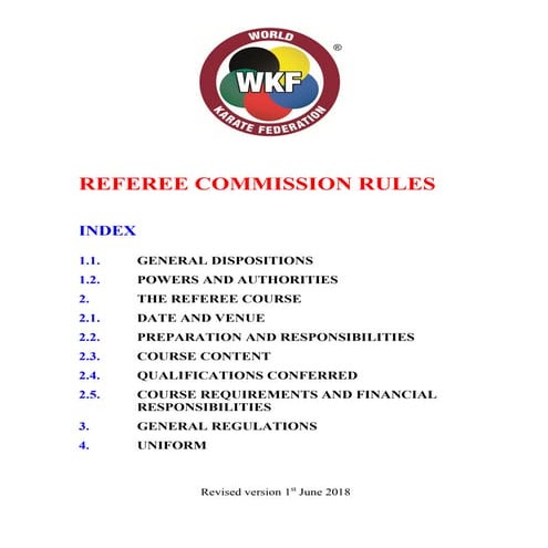 Wkf rc working rules 1st. june 2018 | PDF