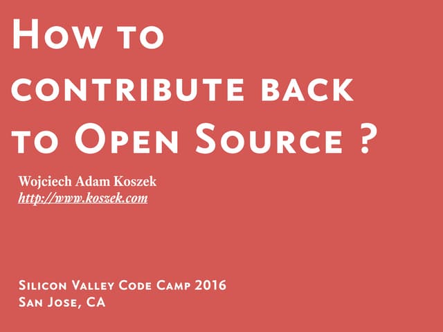 How to contribute back to Open Source