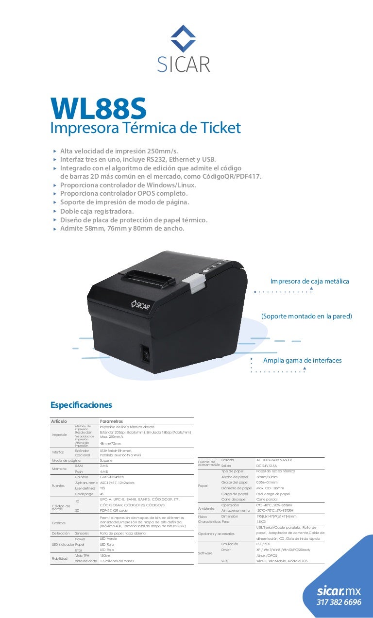Impresora de Tickets WL88S
