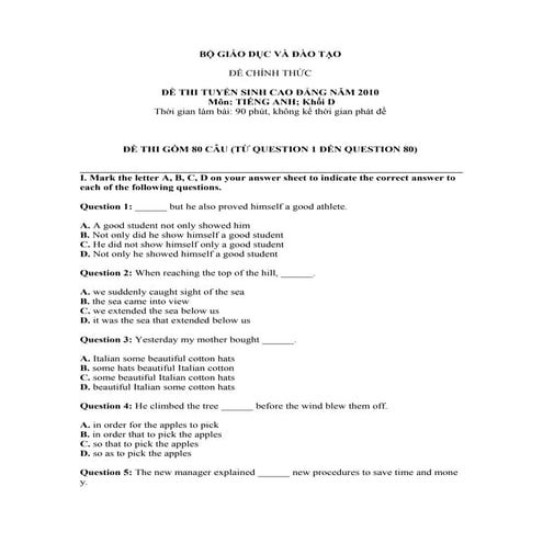 đề Thi số 3 (tiếng anh)