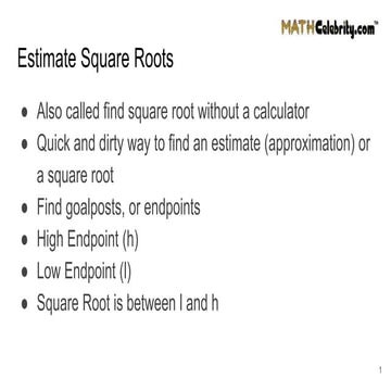 Estimate Square Root Calculator