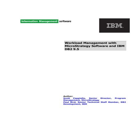 Workload Management with MicroStrategy Software and IBM DB2 9.5