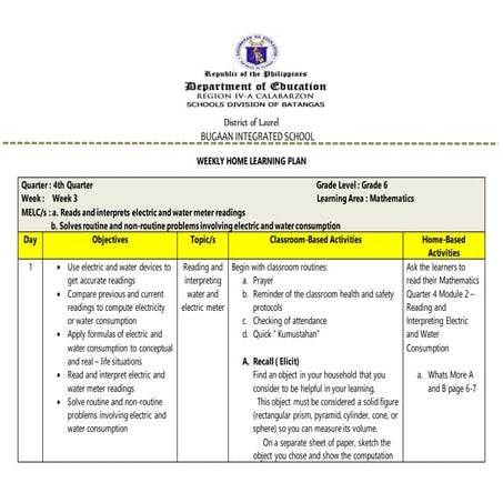 Mathematics Lesson Plan Grade 6 Fourth Quarter | DOCX