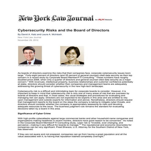 The case for a Cybersecurity Expert on the Board of an SEC firm