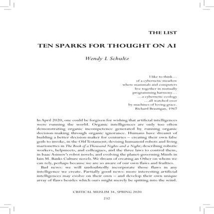 The List: Ten Sparks for Thought on AI
