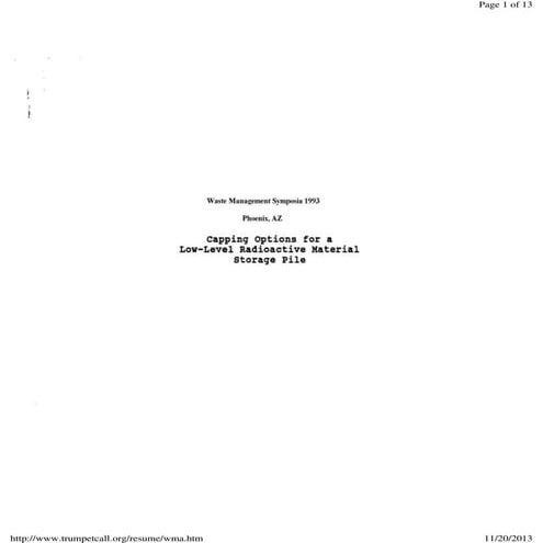 Capping Options for a Low-Level Radioactive Material Storage Pile Formerly Ut...