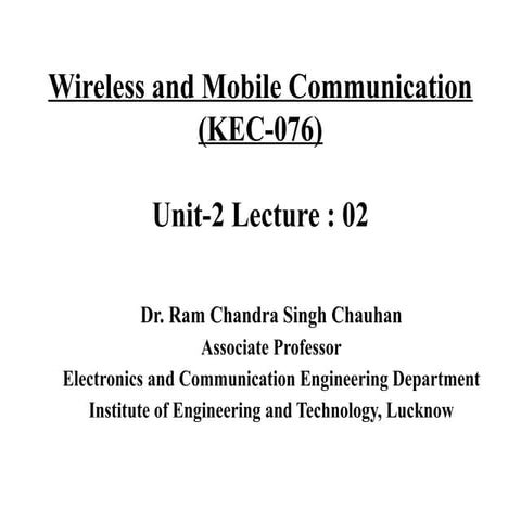 Wireless and mobile communication final year AKTU (KEC-076) Unit-2 Lecture-02...