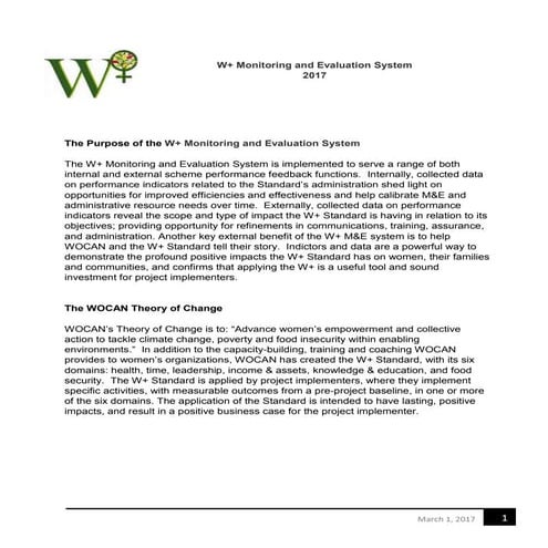 W+ One pager | PDF