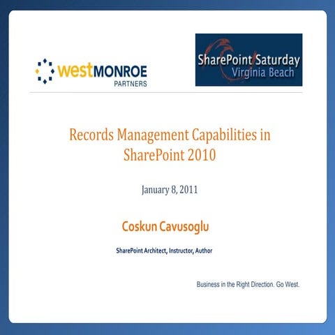 SharePoint Records Management capabilities - West Monroe Partners - Virginia ...