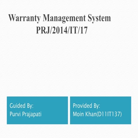 Warranty management system