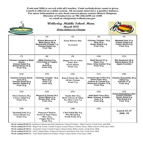WMS January Lunch Menu | PDF