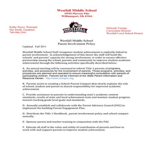 Parent Involvment Policy- WMS
