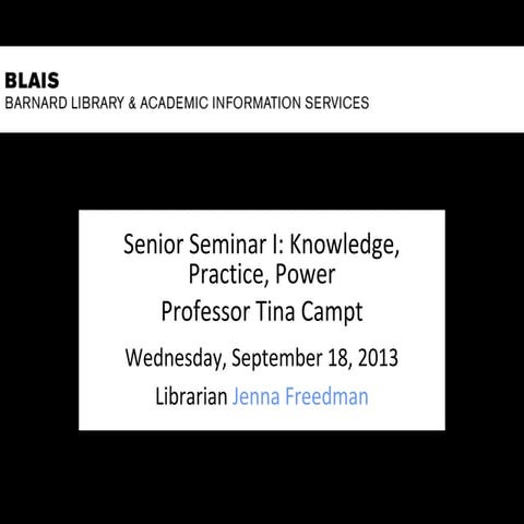 Library research for Women's, Gender & Sexuality Studies Senior Seminar