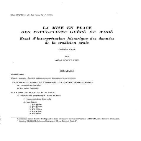 La mise en place des populations Guéré et Wobé. | PDF