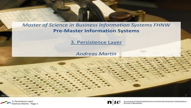 2014 Pre-MSc-IS-3 Persistence Layer