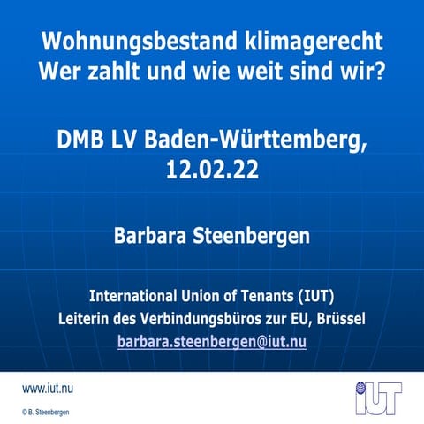Wohnungsbestand klimagerecht? Wer zahlt und wie weit sind wir?
