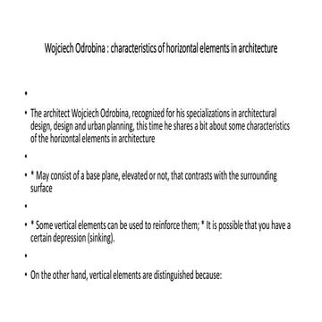 Wojciech Odrobina : characteristics of horizontal elements in architecture