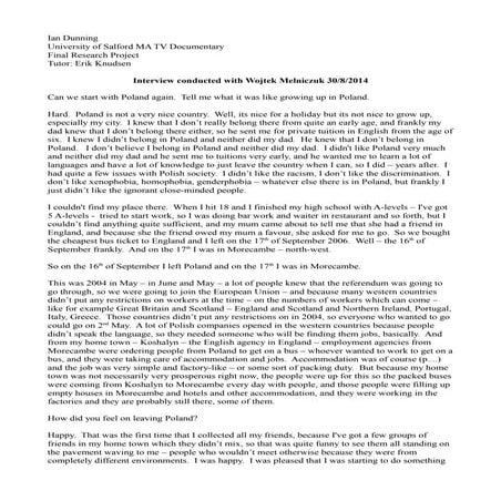 Wojtek interview transcript | PDF