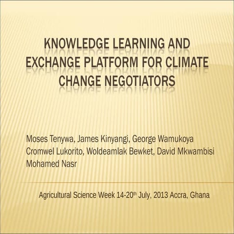 Knowledge learning and exchange platform for climate change negotiators