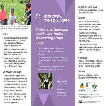 Women for women: Creating spaces to mobilize women champions in livestock bre...