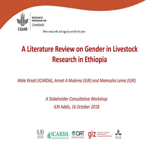 A literature review on gender in livestock  research in Ethiopia