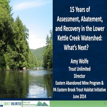 Amy Wolfe, Trout Unlimited, "15 Years of Assessment, Abatement, and Recovery ...