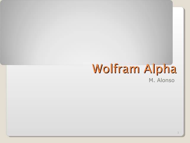 Wolfram alpha para facilitadores de matemáticas 