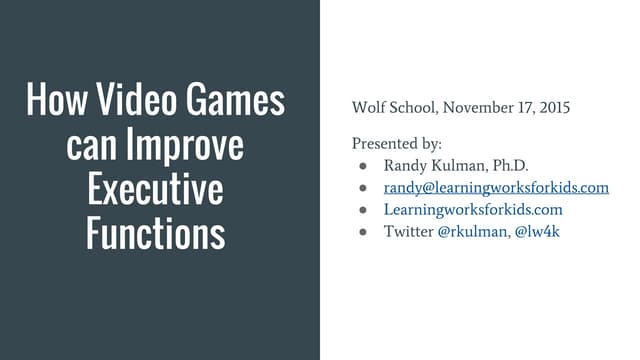 How Video Games can Improve Executive Functions