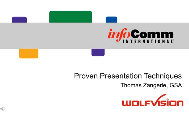 Proven Presentation Techniques, an InfoComm approved workshop by Thomas Zangerle