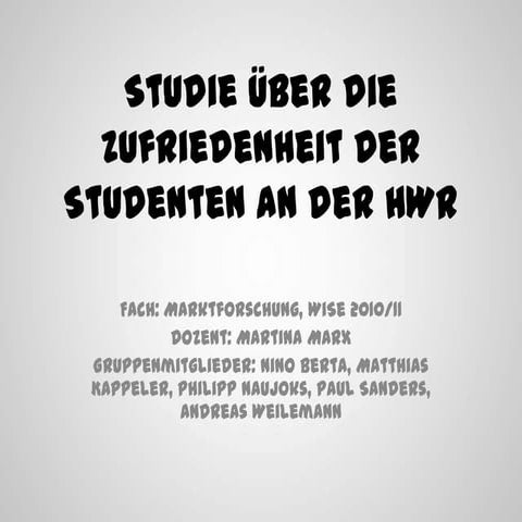 Zufriedenheit W-Studenten HWR Berlin