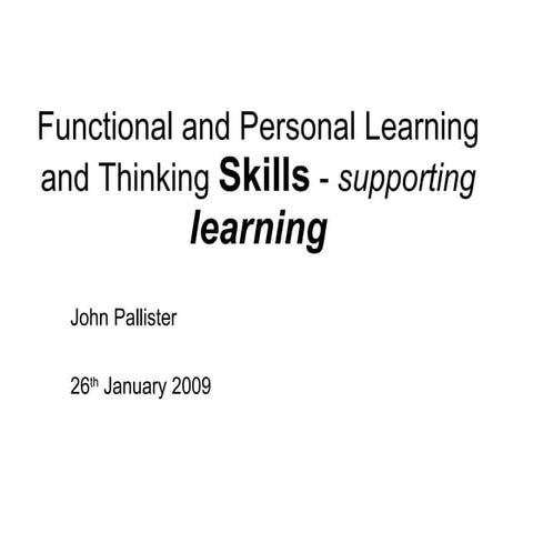 Introduction to Personal Learning and Thinking Skills and Functional Skills
