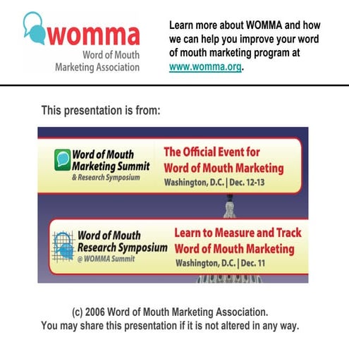 WoM: Influencing the Influencers - How Marketers can use Online Media and Adv...