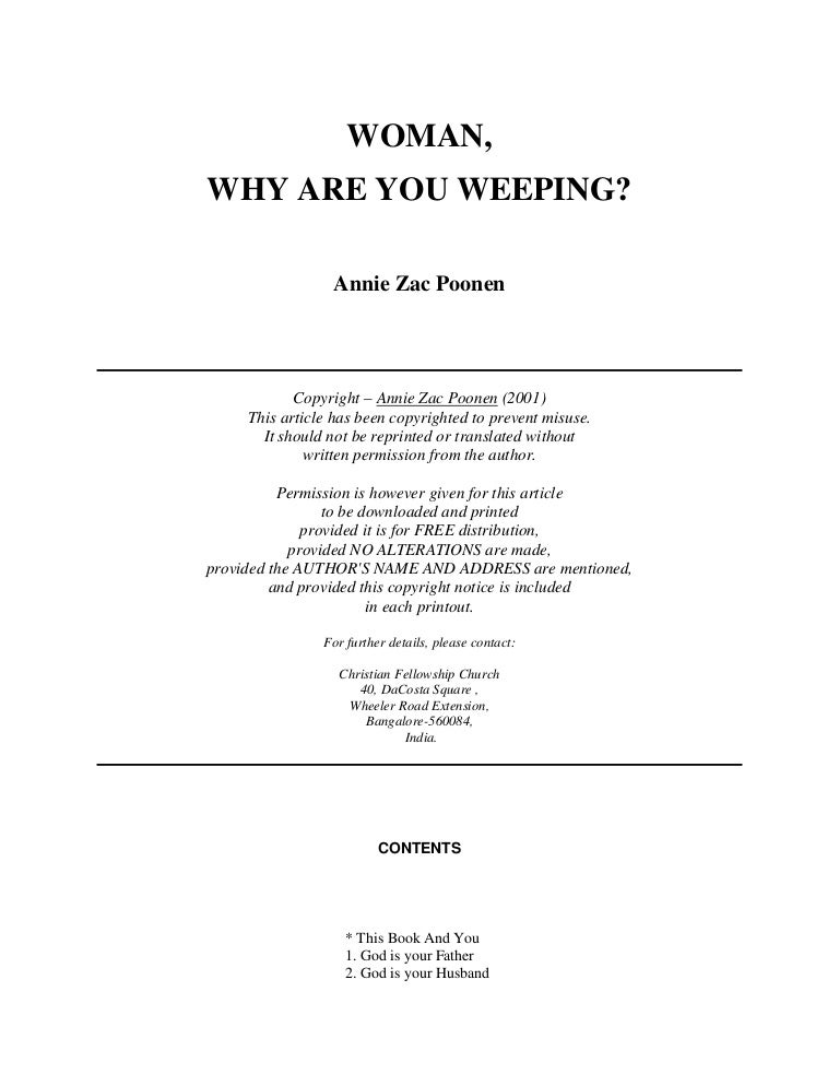 Woman Why Are You Weeping