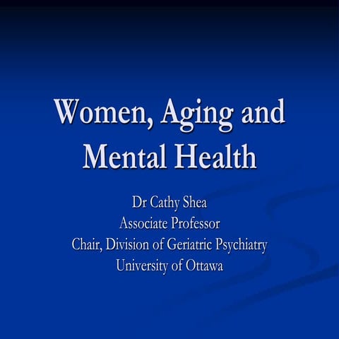 WOMEN AND MENTAL HEALTH - Dr.R.Dakshinamurthy, Bharathidasan University ...