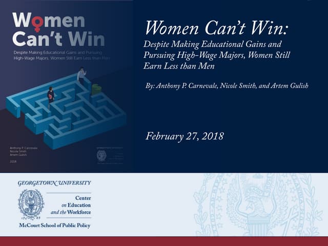 Women Can’t Win: Despite Making Educational Gains and Pursuing High-Wage Majors, Women Still Earn Less than Men