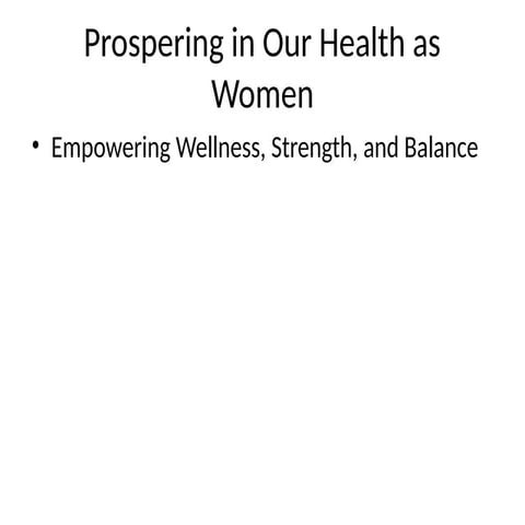 Women and health a path to healthy aging | PPTX