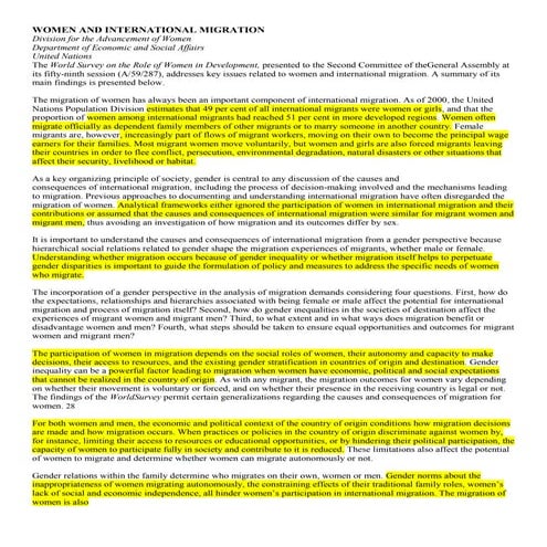 Women and international migration